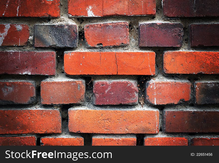 Old destroyed brickwork, background and texture