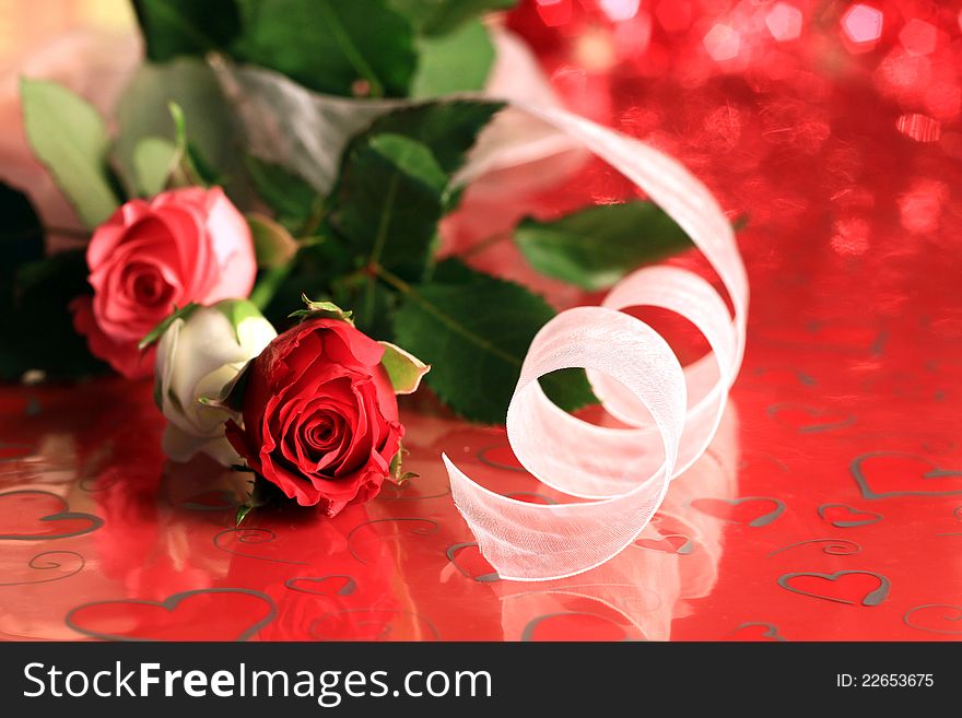 Image of roses on a table on valentines day