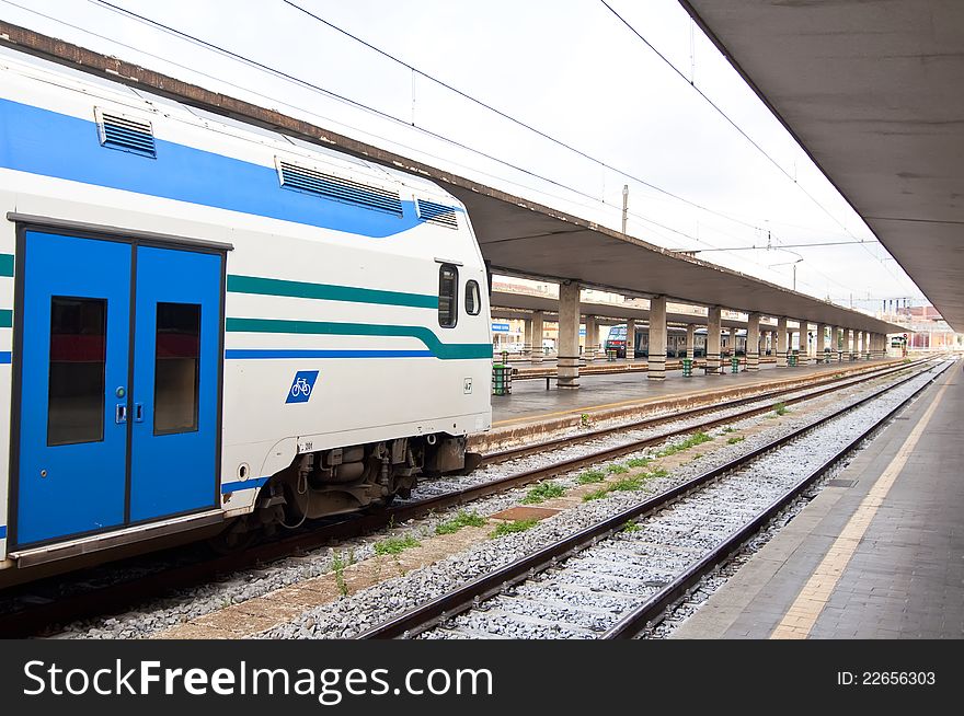 Train leaving the train station. Train leaving the train station