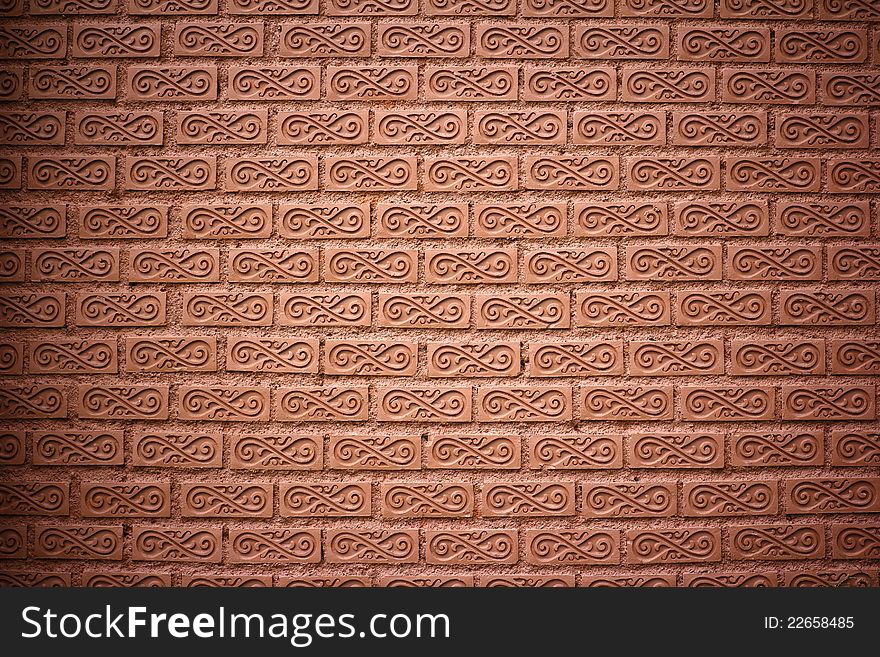 The brown brick wall background. The brown brick wall background