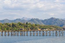 Longest Wooden Bridge In Thailand Royalty Free Stock Photography Longest Wooden Bridge In Thailand Royalty Free Stock Photography