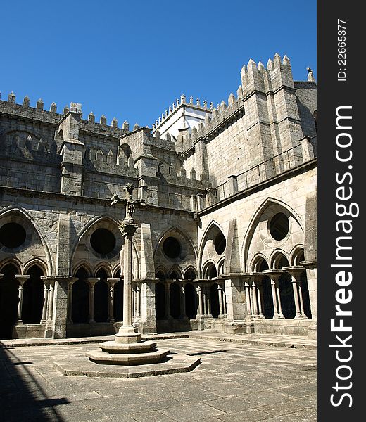 Cathedral in Porto-Gothic cloisters. Cathedral in Porto-Gothic cloisters