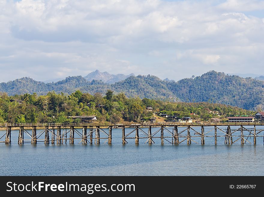 Longest wooden bridge in Thailand, at Sangkhlaburi