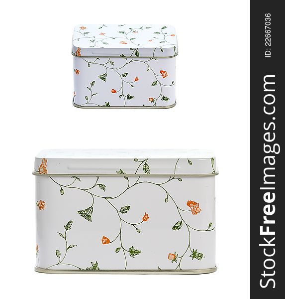 Decorating with floral pattern boxes isolated on white background. Decorating with floral pattern boxes isolated on white background
