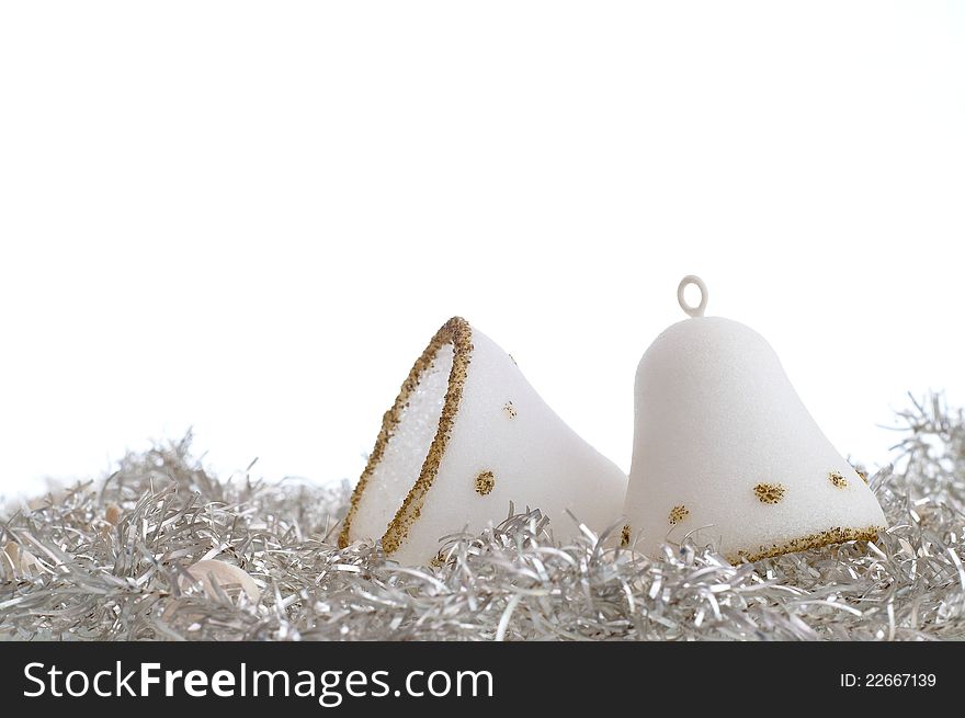 Christmas decorations on white ground