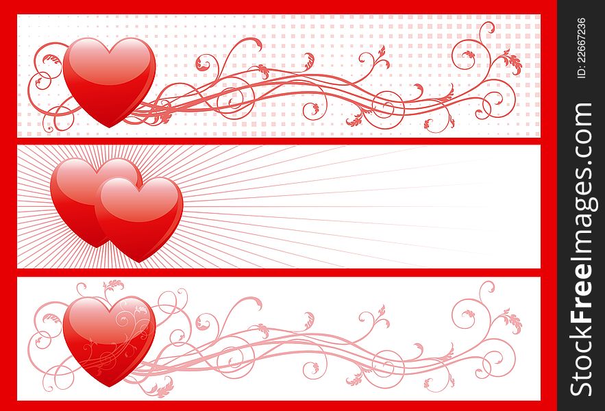 Vector illustration of some abstract  backgrounds with hearts for internet banners. Vector illustration of some abstract  backgrounds with hearts for internet banners