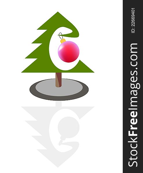 Christmas Tree with Ball and reflection