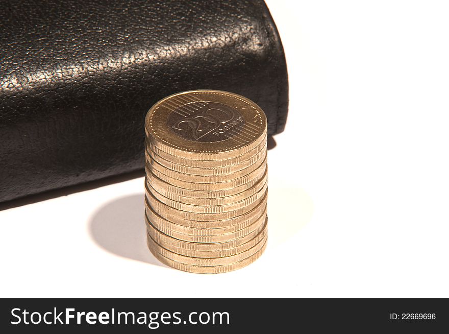 Black purse with Hungarian forint coins, HUF 200. Black purse with Hungarian forint coins, HUF 200