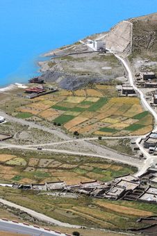 Small Village Near Yamdrok Lake Stock Image Small Village Near Yamdrok Lake Stock Image