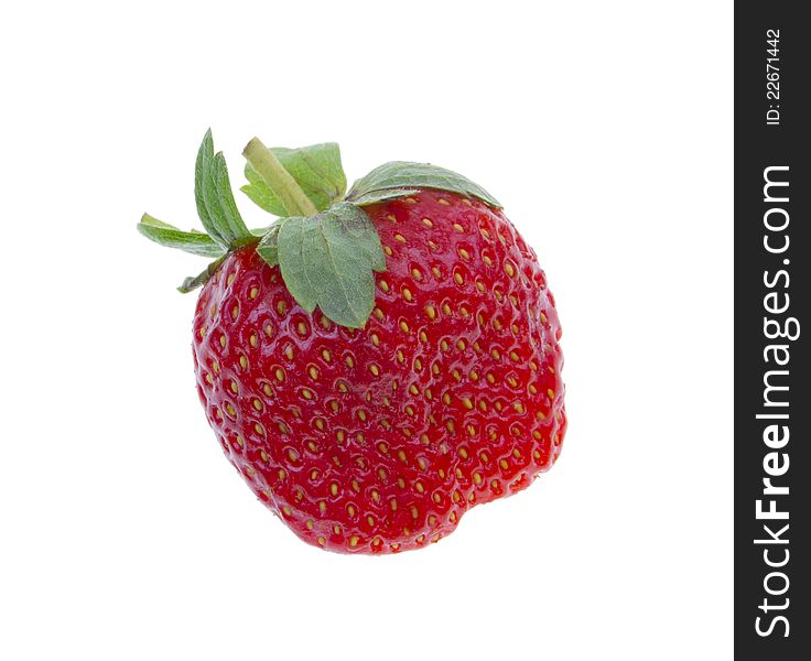 Appetizing ripe strawberry with green leaves. Appetizing ripe strawberry with green leaves
