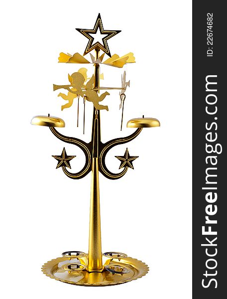 Candlestick with angels on a white background