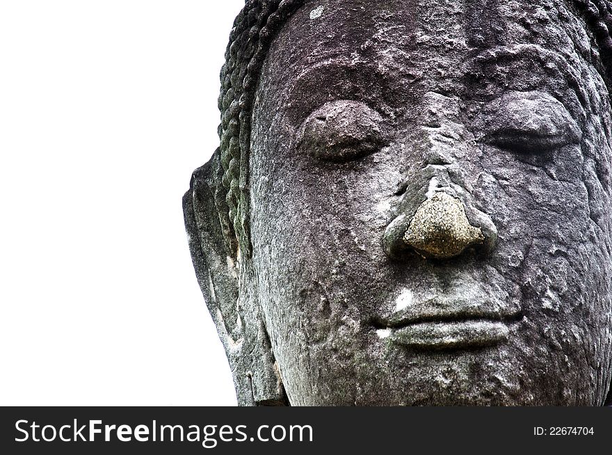 Close up of damaged Buddha's head. Close up of damaged Buddha's head