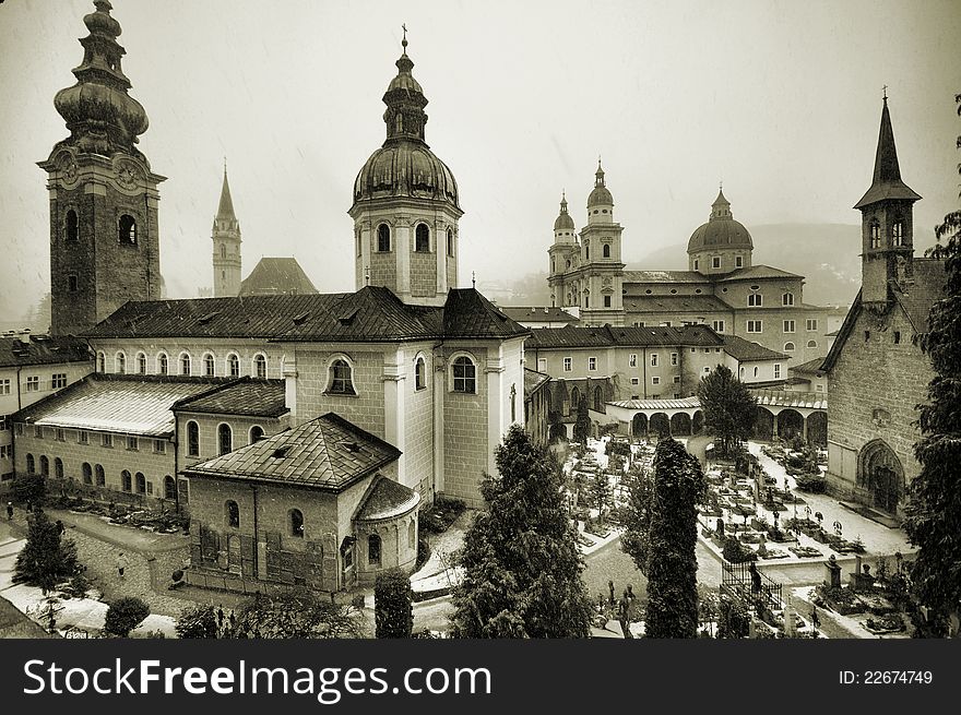 A view of the churchs of Salzburg, Austria. A view of the churchs of Salzburg, Austria
