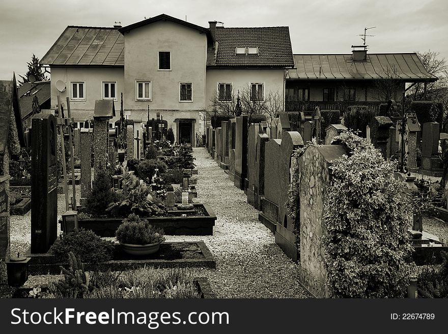 Photo of an old Austrian graveyard. Photo of an old Austrian graveyard.