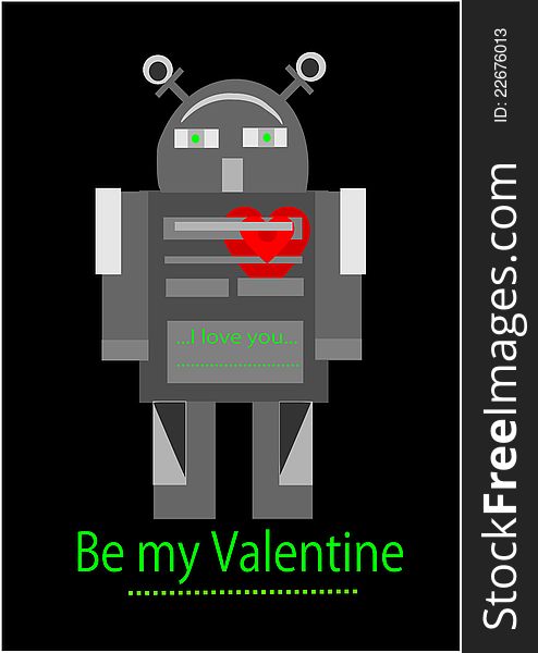 Valentine time - robot in love. Vector illustration. Valentine time - robot in love. Vector illustration.