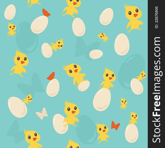 Chicken And Egg Seamless Pattern