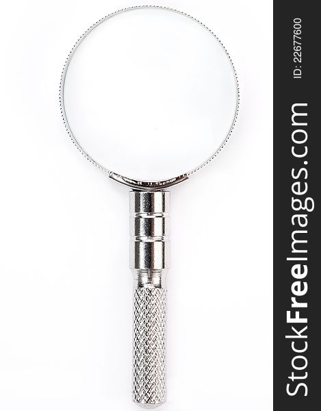 Single magnifying glass on a white background. Single magnifying glass on a white background