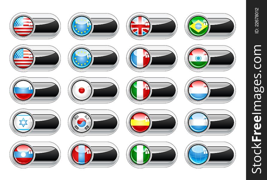 Vector set world flag icons. Vector set world flag icons