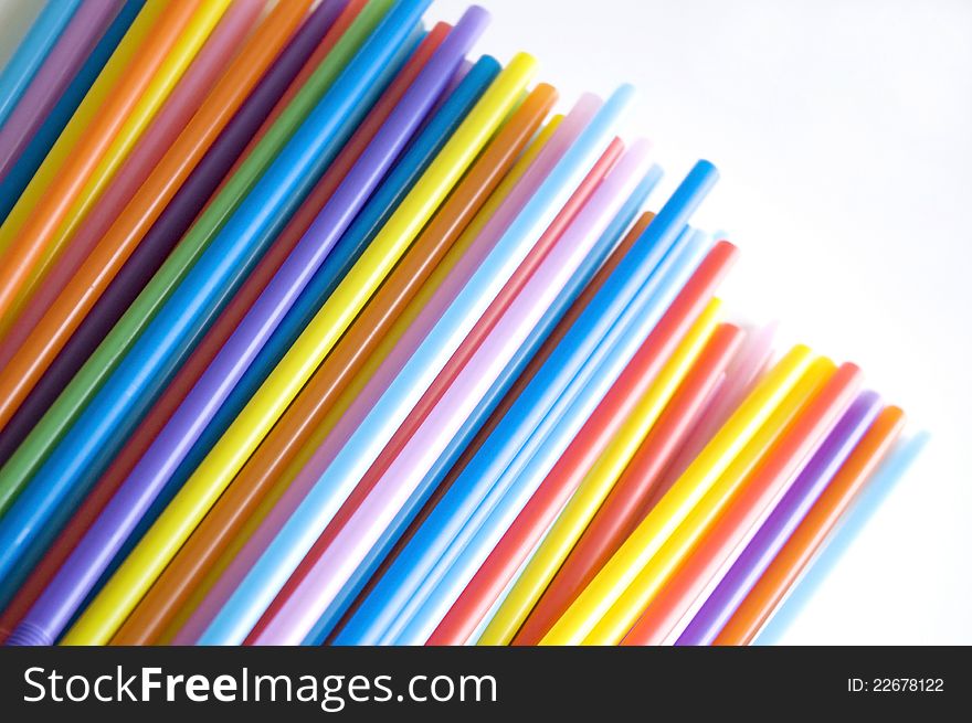 Colorful straws lines on white background