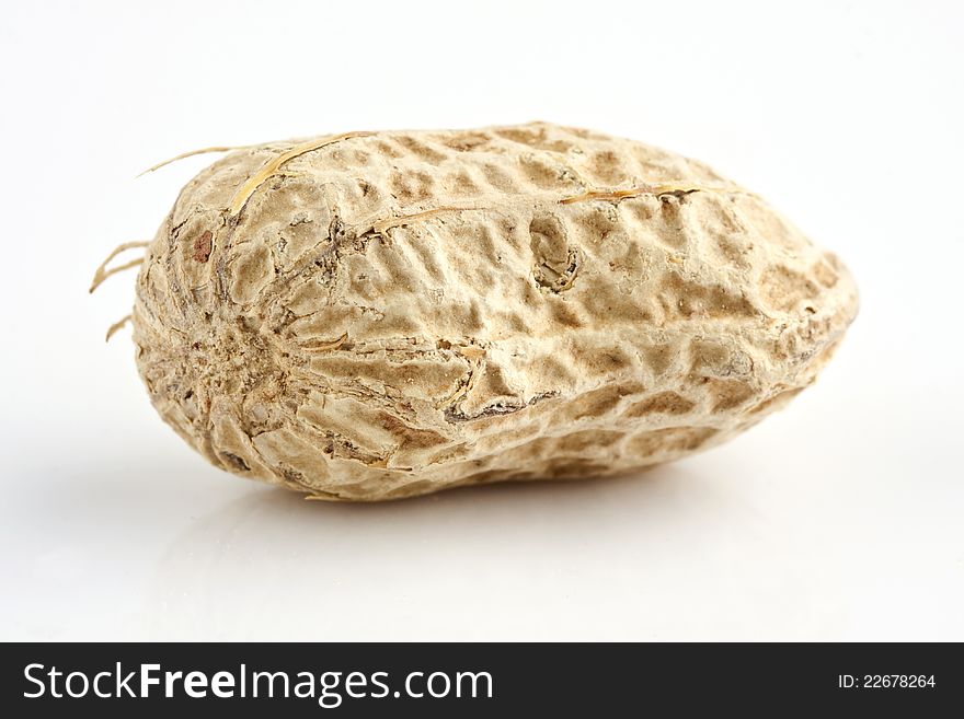 Closeup of a peanut with white background. Closeup of a peanut with white background.