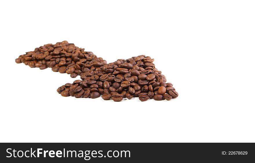 Arrow made of coffee beans. Arrow made of coffee beans