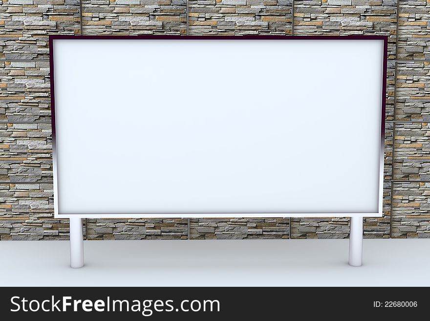 3D blank big box with stone background.