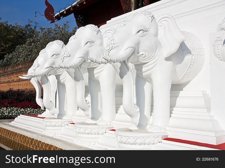 Statue of white elephant in Thailand