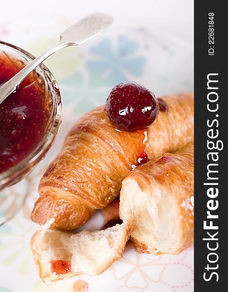 Croissant With Strawberry Jam