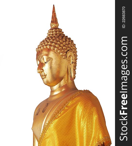 Golden Buddha isolated on white