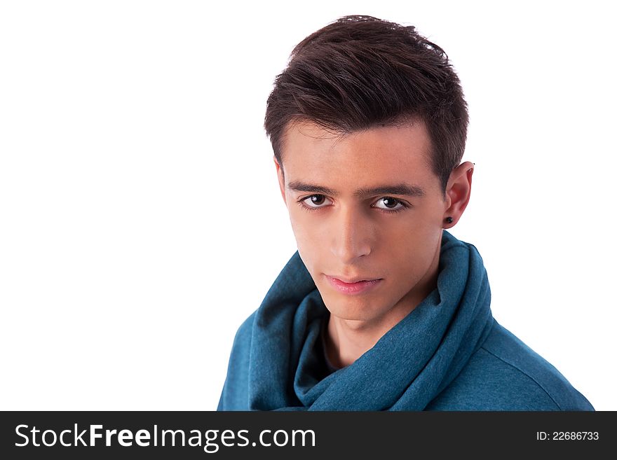 Portrait of a handsome young man on white background. Studio shot