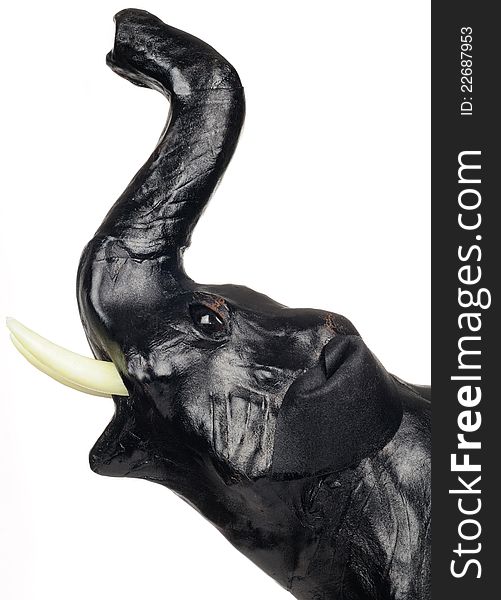 Head of Black Leather Elephant Figurine