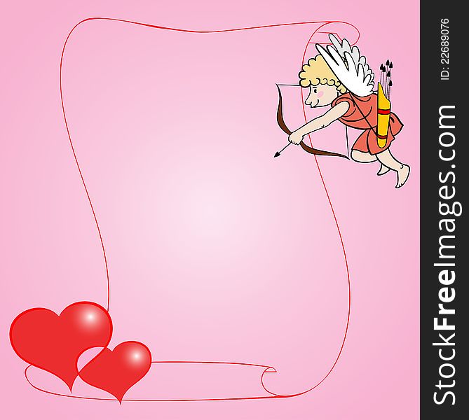 The cupid shoots from a bow in two hearts. All objects in separate layers, are radial gradients. The cupid shoots from a bow in two hearts. All objects in separate layers, are radial gradients.