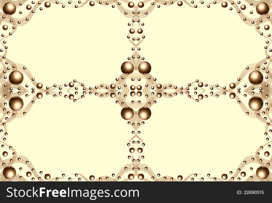 Creative golden abstract frame with balls and lines. Creative golden abstract frame with balls and lines