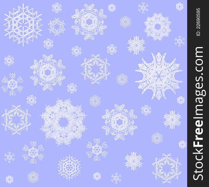Illustration of abstract snowflakes background, texture, pattern