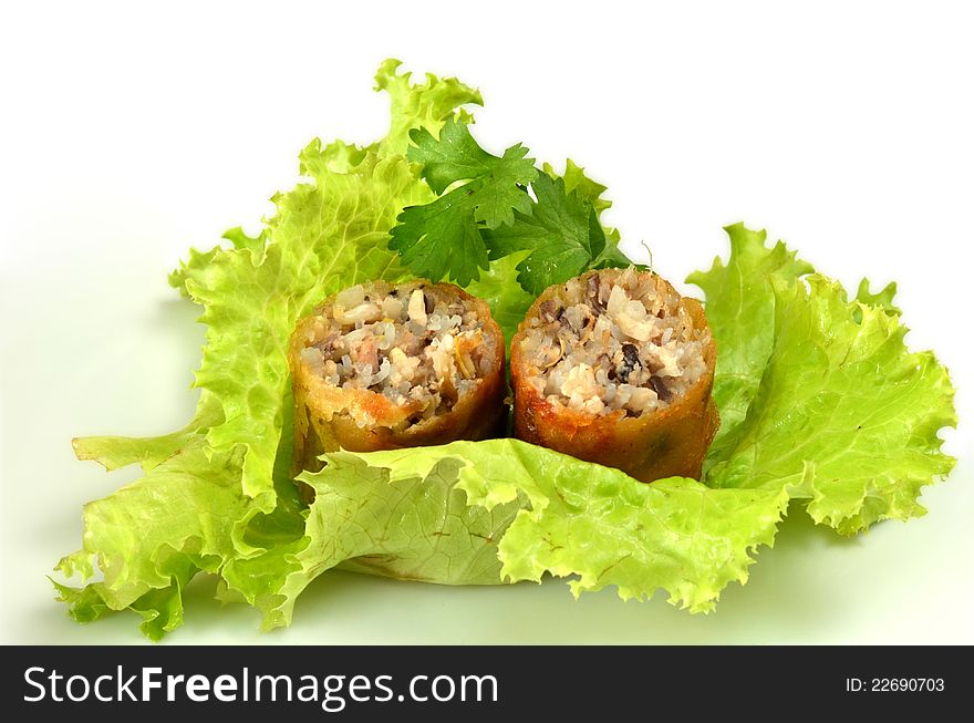 Chinese spring rolls with fresh vegetable