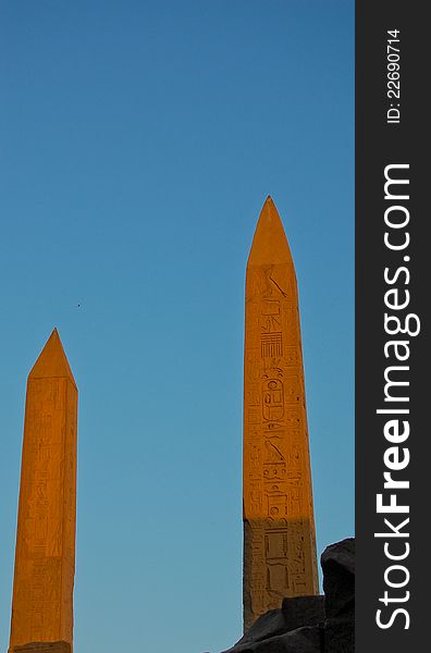 Twin obelisks in Karnak temple, Egypt