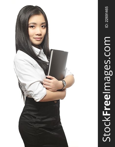 Beautiful sexy Asian businesswoman with documents