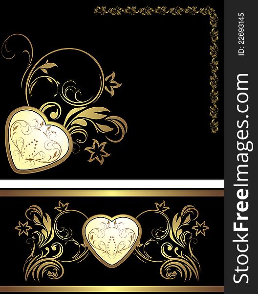 Ornamental elements with heart for decor. Illustration