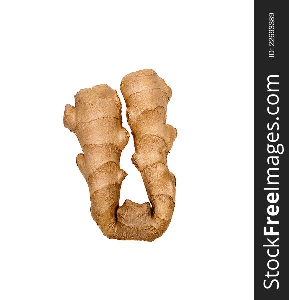 Close-up fresh ginger root isolated on white background. Close-up fresh ginger root isolated on white background