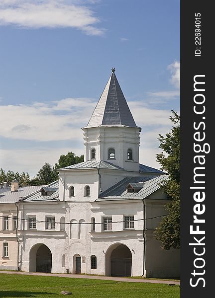 View of gate tower arcade. Veliky Novgorod, Russia. View of gate tower arcade. Veliky Novgorod, Russia.