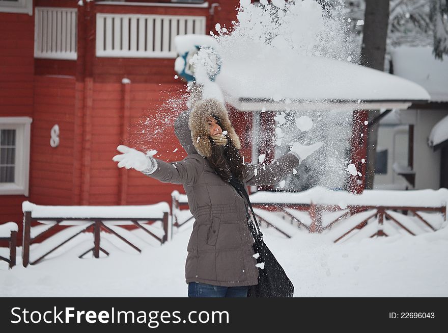 Girl Who Throw Snow In The Air