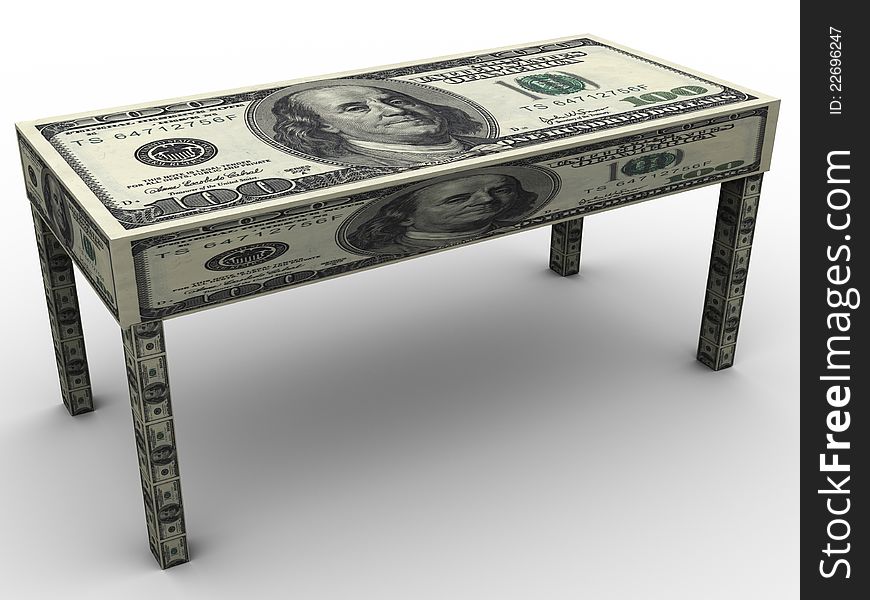 3d table made from dollar. 3d table made from dollar