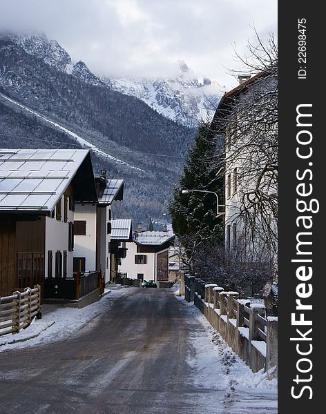 Landscape of Forni di Sopra during winter time. Landscape of Forni di Sopra during winter time