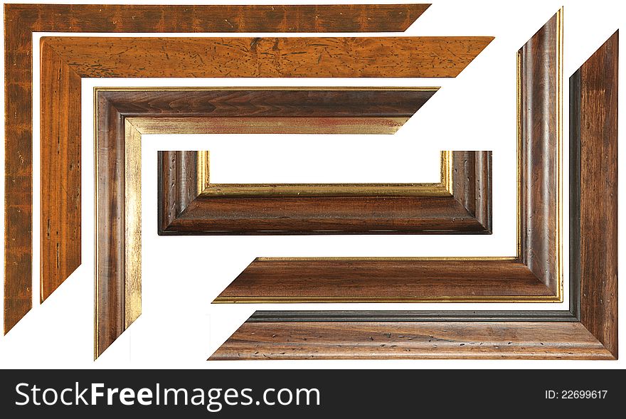 Set of elements of wooden frame