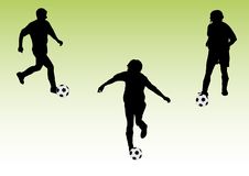 Three Soccer Players Black Ver Royalty Free Stock Photo