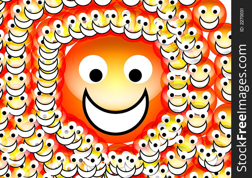 An image of a set of happy cartoon faces. An image of a set of happy cartoon faces.