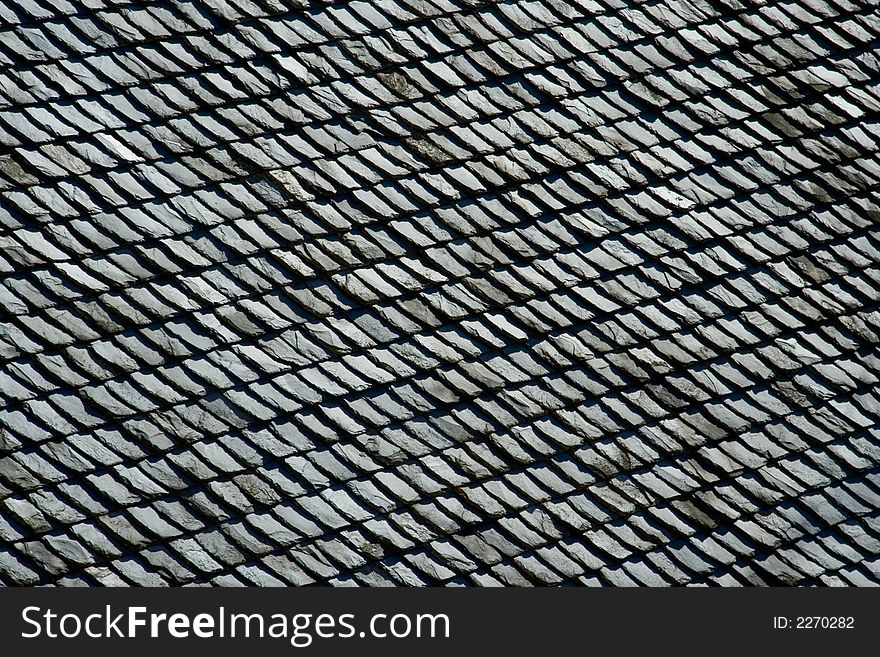 Gray tile roof of old historic building