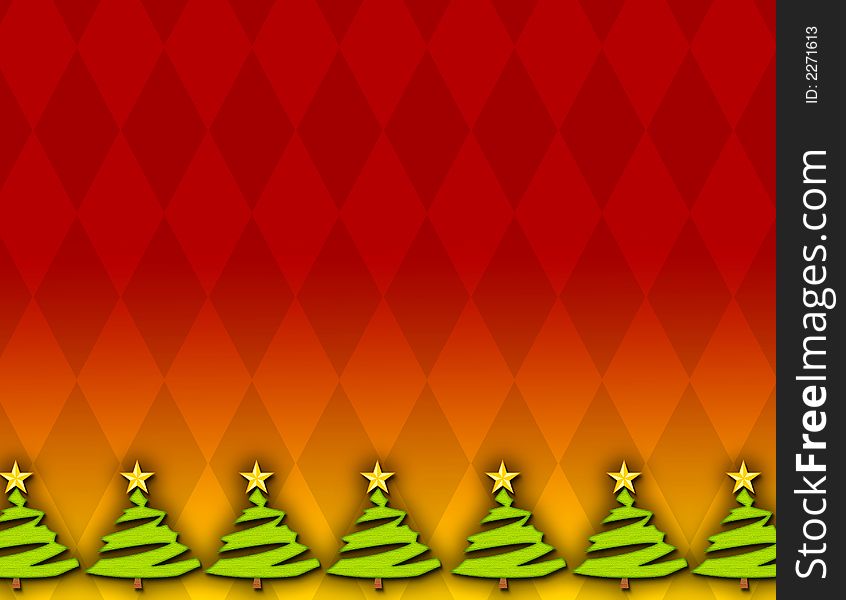 Graphic illustration of bold Christmas trees that form a border against a geometric background. Great for an invitation to a holiday party or a greeting card. Graphic illustration of bold Christmas trees that form a border against a geometric background. Great for an invitation to a holiday party or a greeting card
