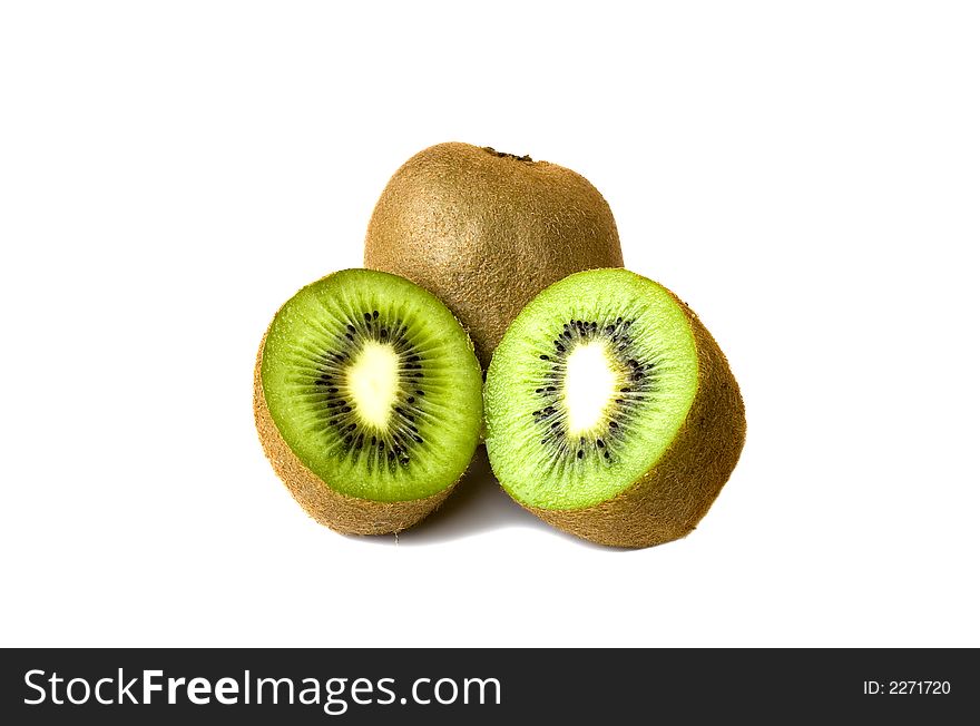 Fresh kiwi fruit isolated in white.