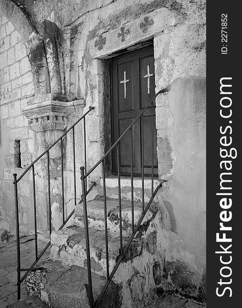 Church door on the roof of the Church of the Holy Sepulcre in Jerusalem
